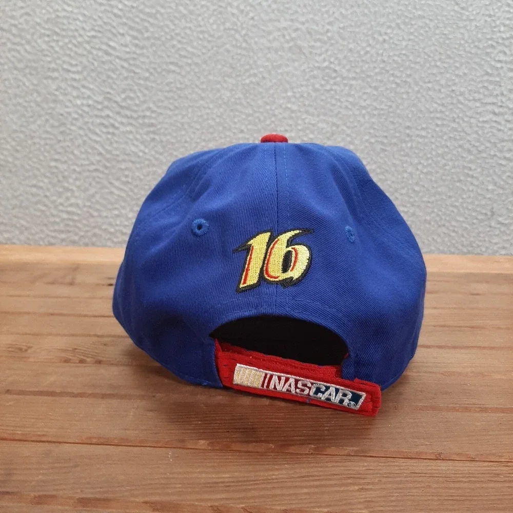 NASCAR Hat Adult Blue Red White Strap Back Dad Cap Roush Racing Embroidered‎ Y2K